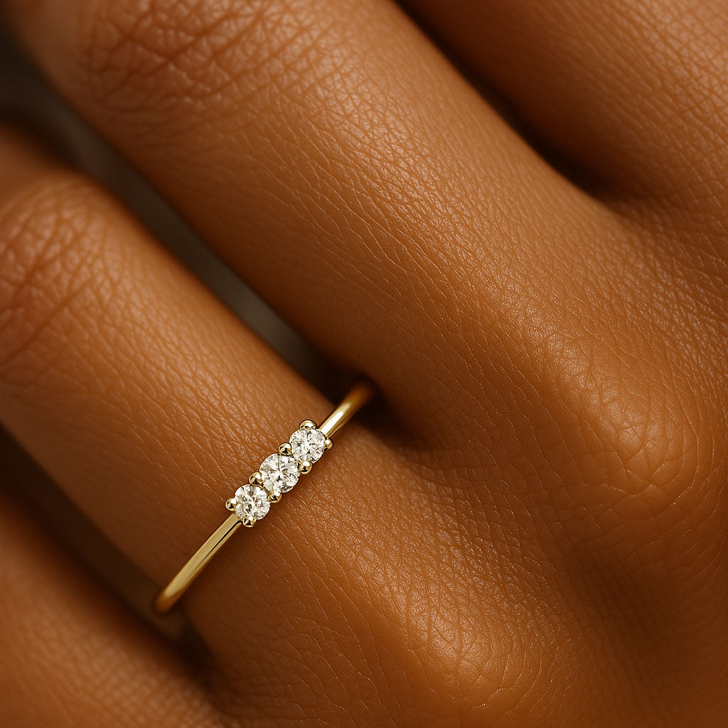 14k gold yellow promise ring lesbian on models hand