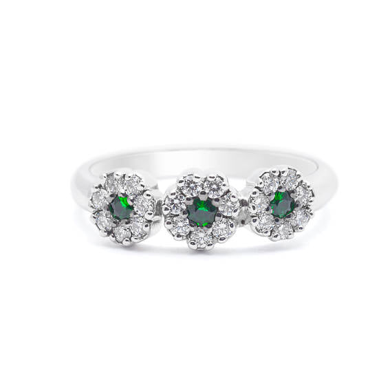 Green Promise Rings ring with tsavorite and diamonds