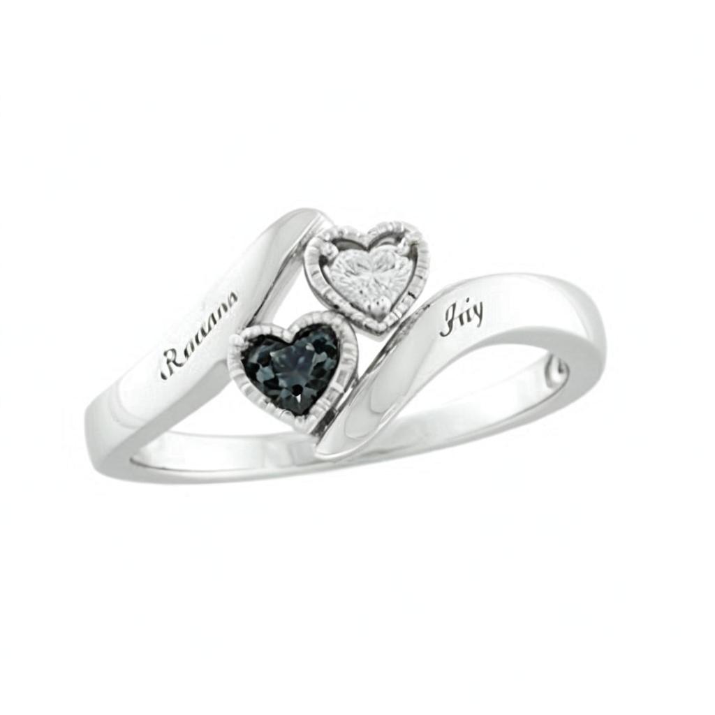 two heart Promise Ring Gothic Style