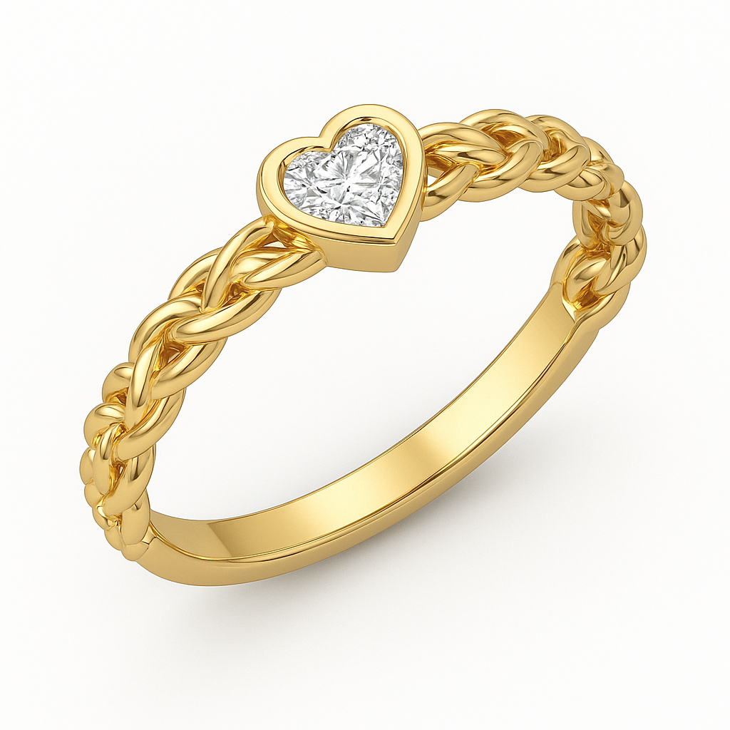 18k Gold Heart Diamond Promise Ring