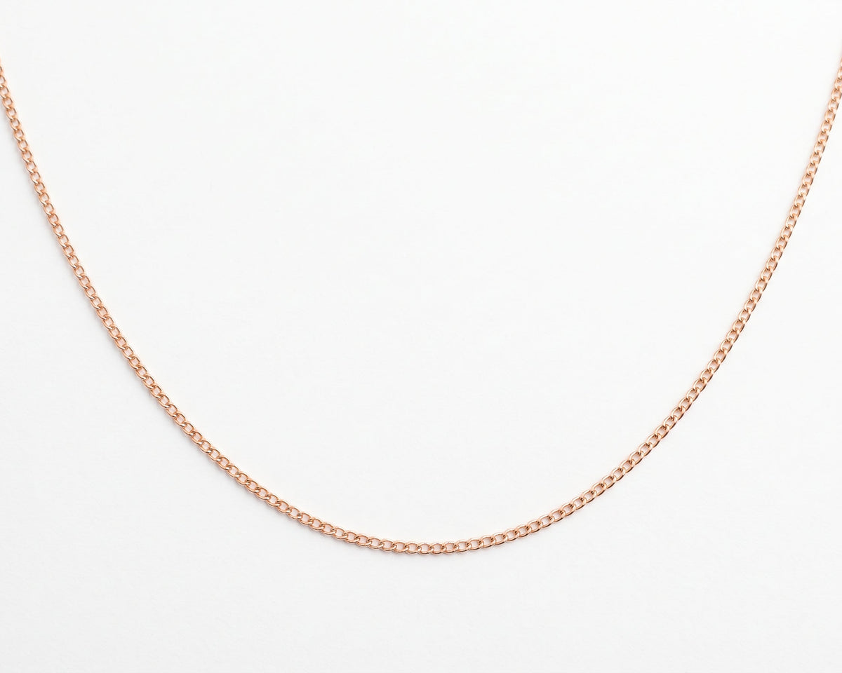 A delicate Gold Vermeil Parallel Chain Necklace draped in a U-shape against a clean white background.