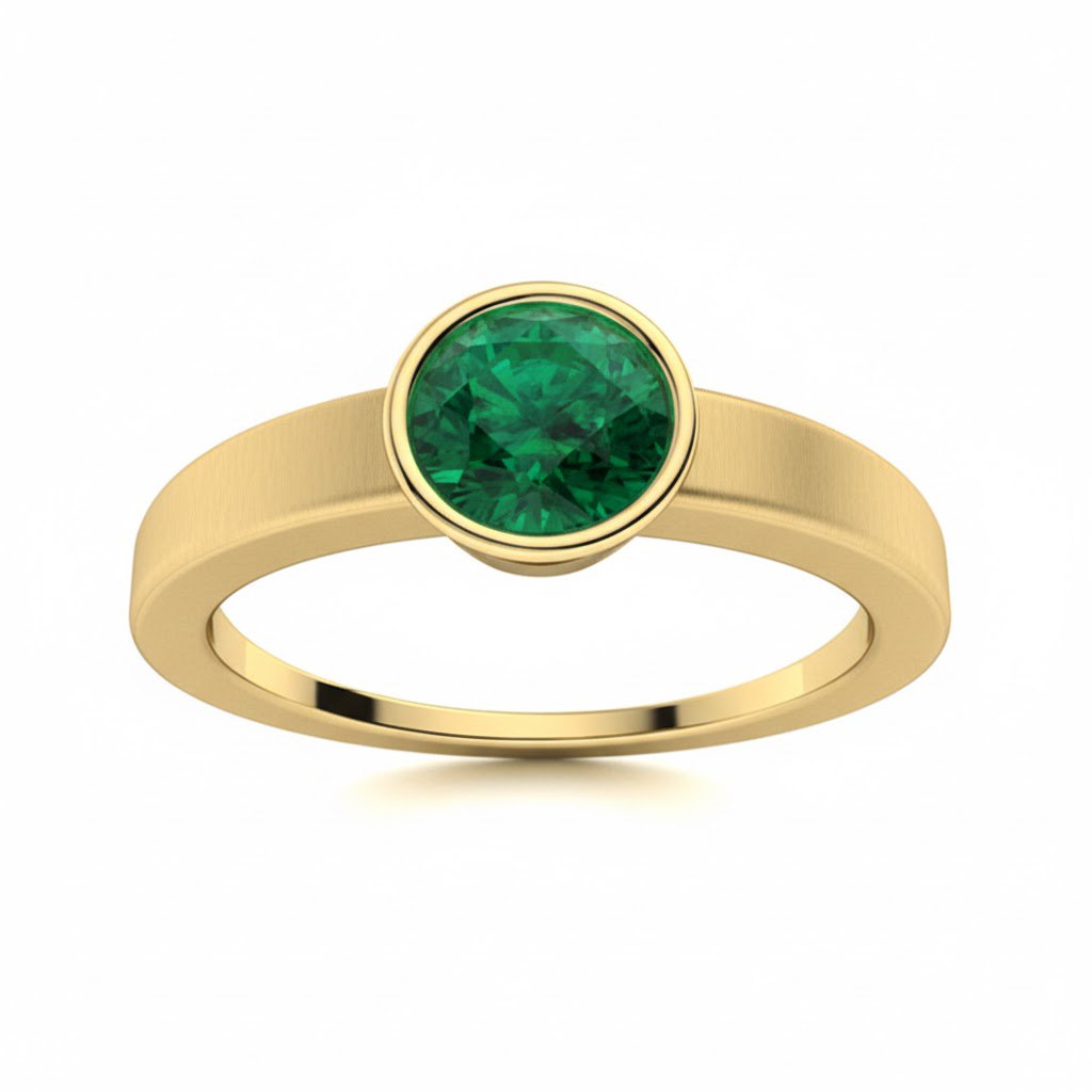 Bezel Set Emerald Engagement Ring