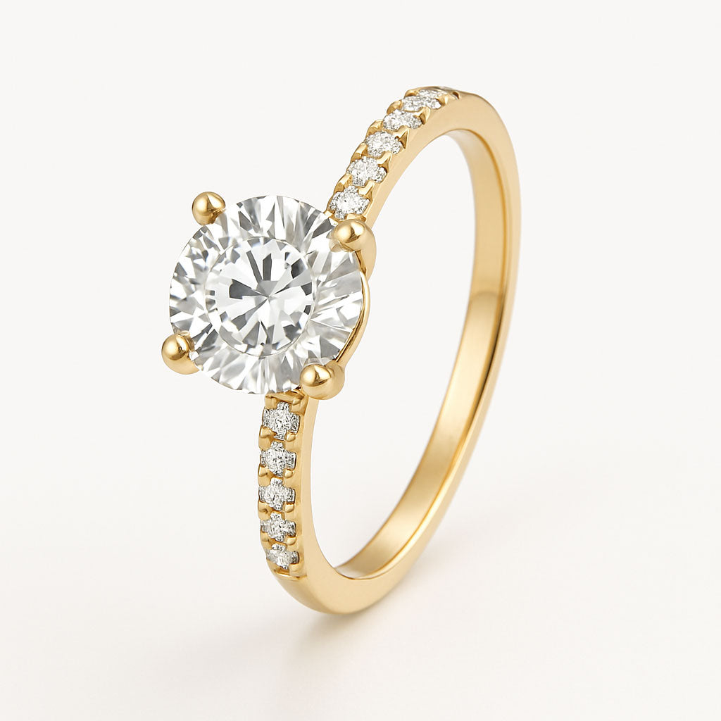 Elegant1.5CaratLab-GrownDiamondEngagementRingwithPaveBandin14KGold-yellow