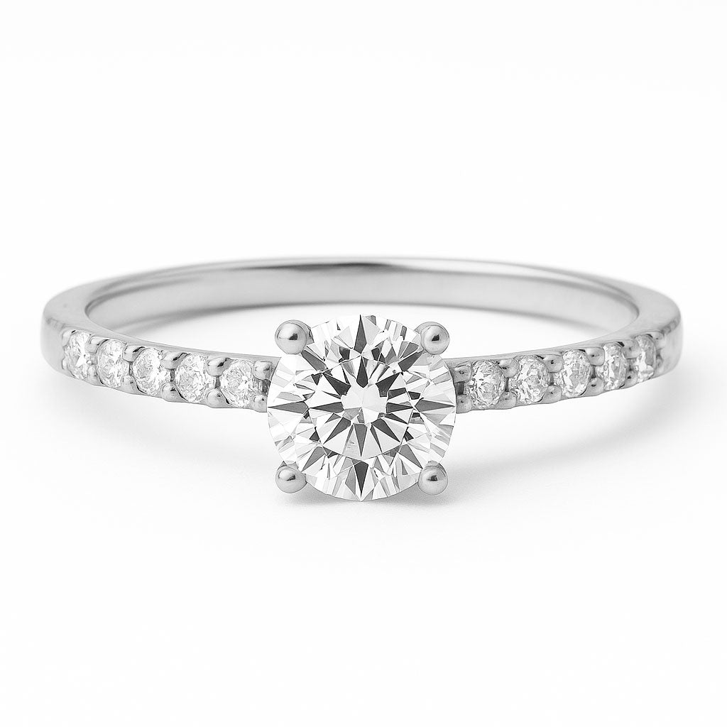 Elegant1.5CaratLab-GrownDiamondEngagementRingwithPaveBandin14KGoldwhite1