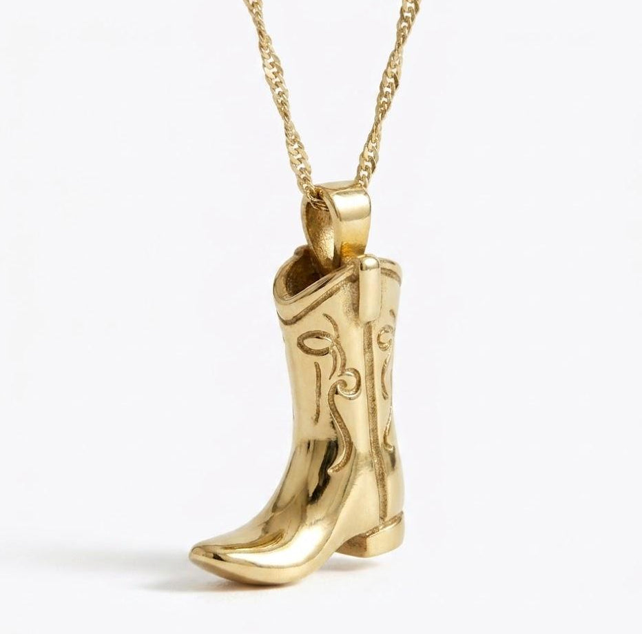 Gold Cowboy Boot Necklace