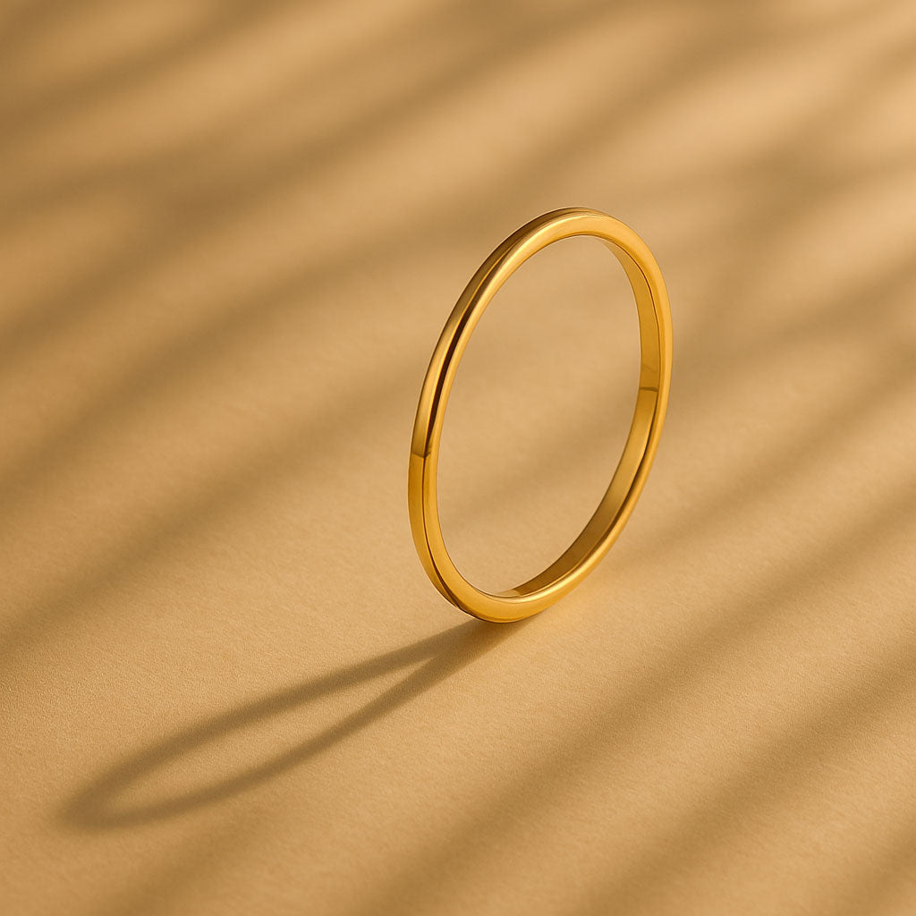 Gold Thin Wedding Band yellow-plain yellow background