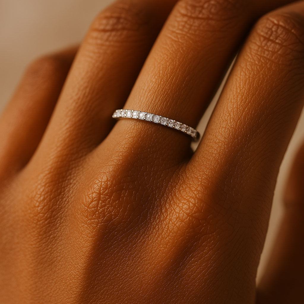 Moissanite_Half_Eternity_Ring-on_models_hands
