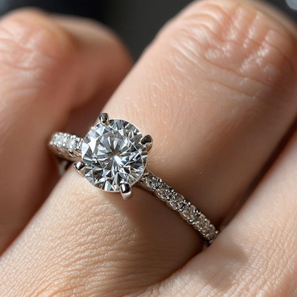 Moissanite_Promise_Ring_for_Her_on_finger
