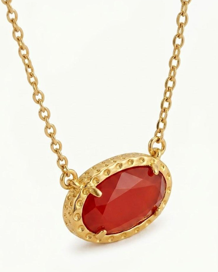 Oval Red Stone Necklace for Mom