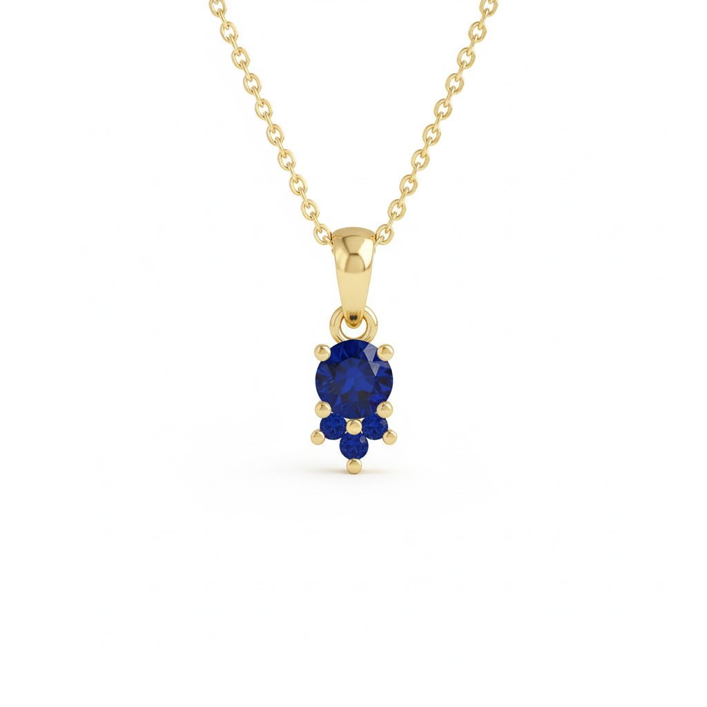 Sapphire Pendant Necklace Sterling Silver