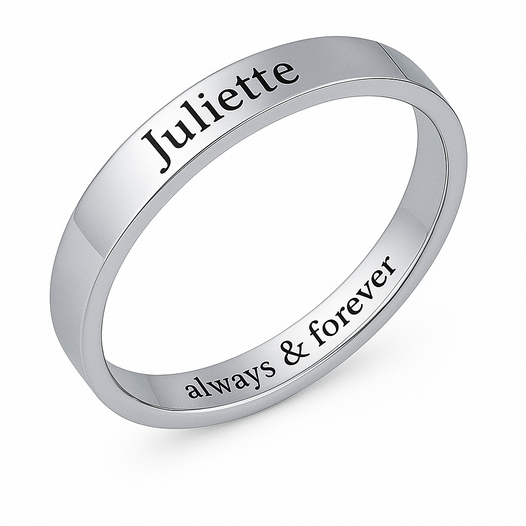 Simple Personalized Engraved Promise Ring silver
