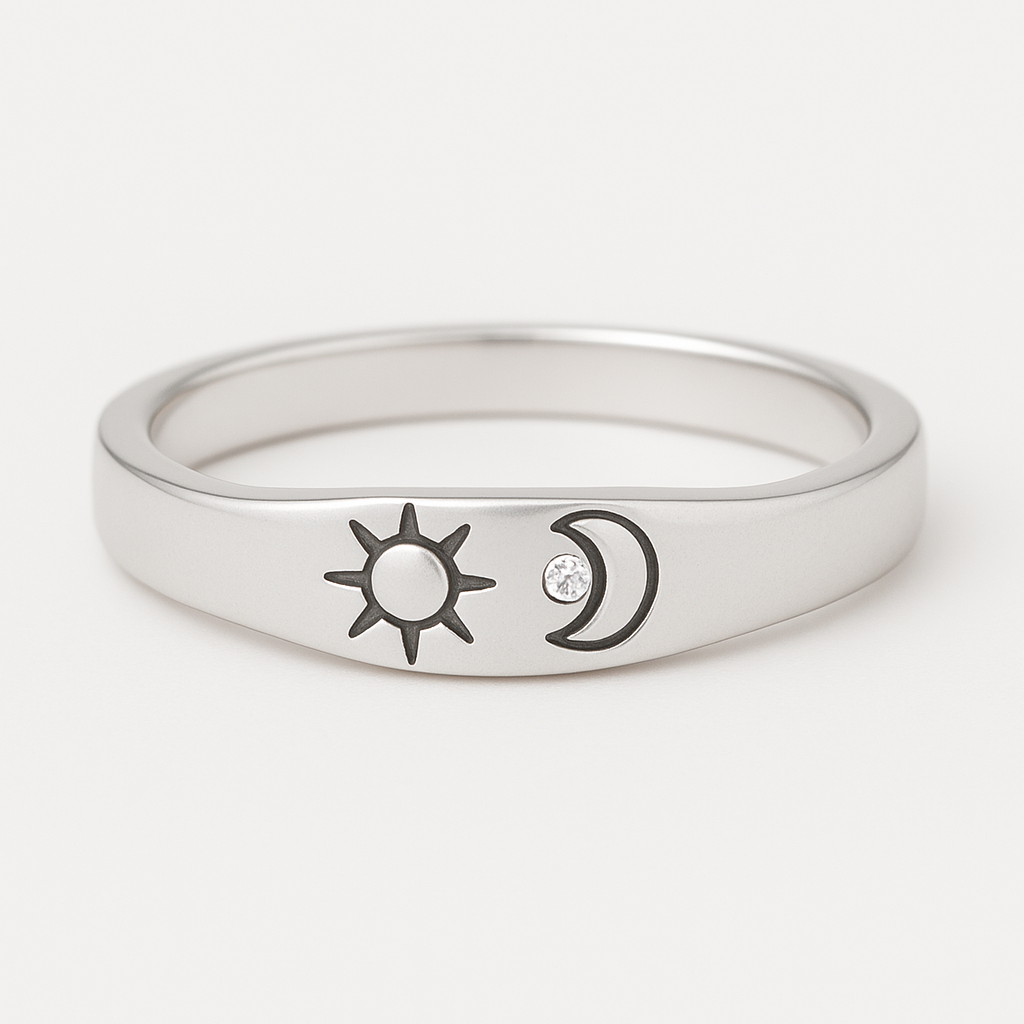 Simple Sun and Moon Promise Ring