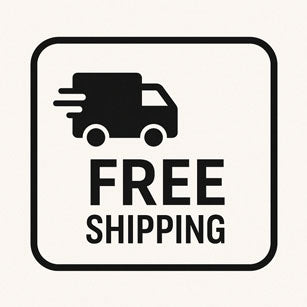 Black delivery truck icon with motion lines above bold FREE SHIPPING text, all within a rounded square—perfect for your 18k Gold Heart Diamond Promise Ring purchase.