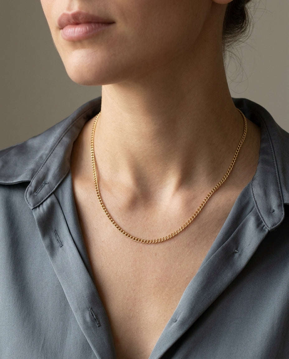 Dainty Gold Parallel Link Chain Necklace – Gold Vermeil 925