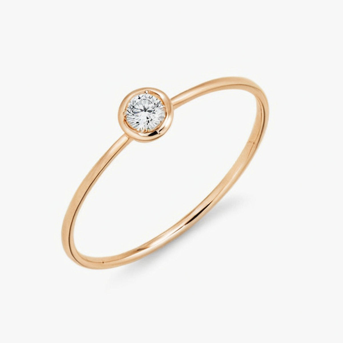 Simple Promise Ring with Solo Diamond-rose gold