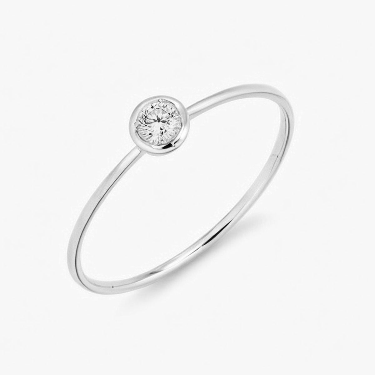 Simple Promise Ring with Solo Diamond-white gold