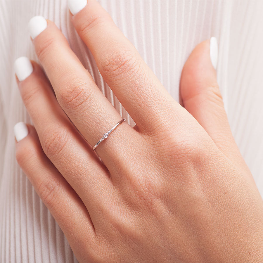 Dainty Ring with Three Diamonds - Buy on One2Three Jewelry