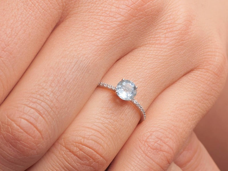 Blue_Aquamarine Ring_diamonds_14Kwhite_gold_on_finger