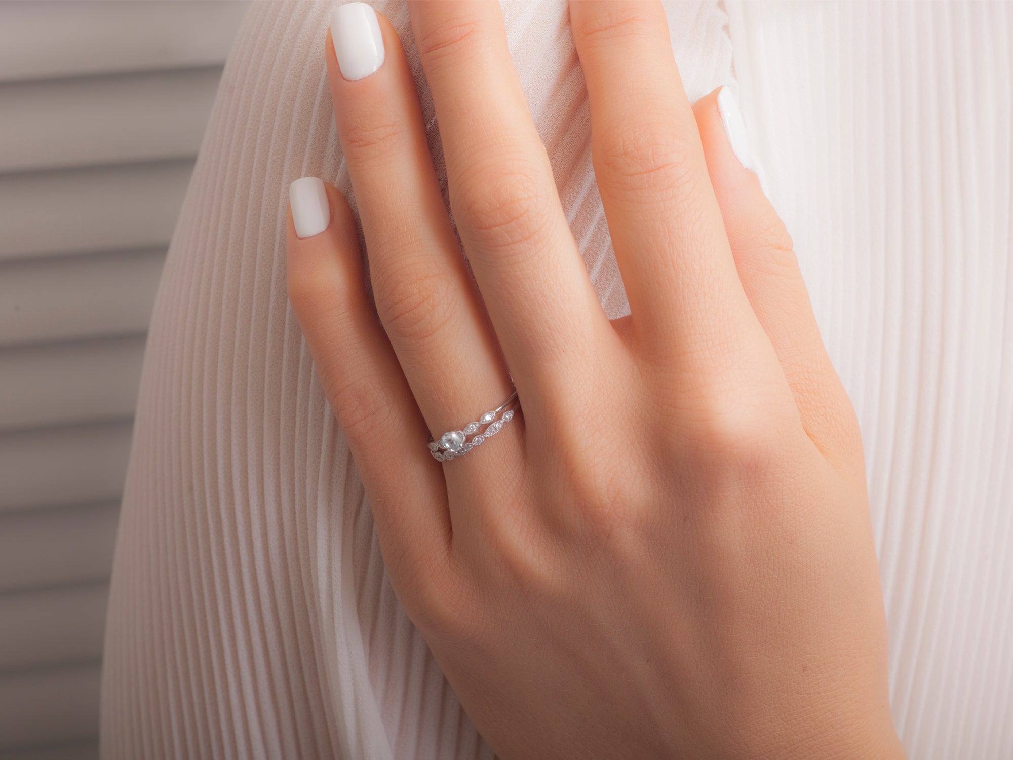 Art Deco Wedding Band White Gold1