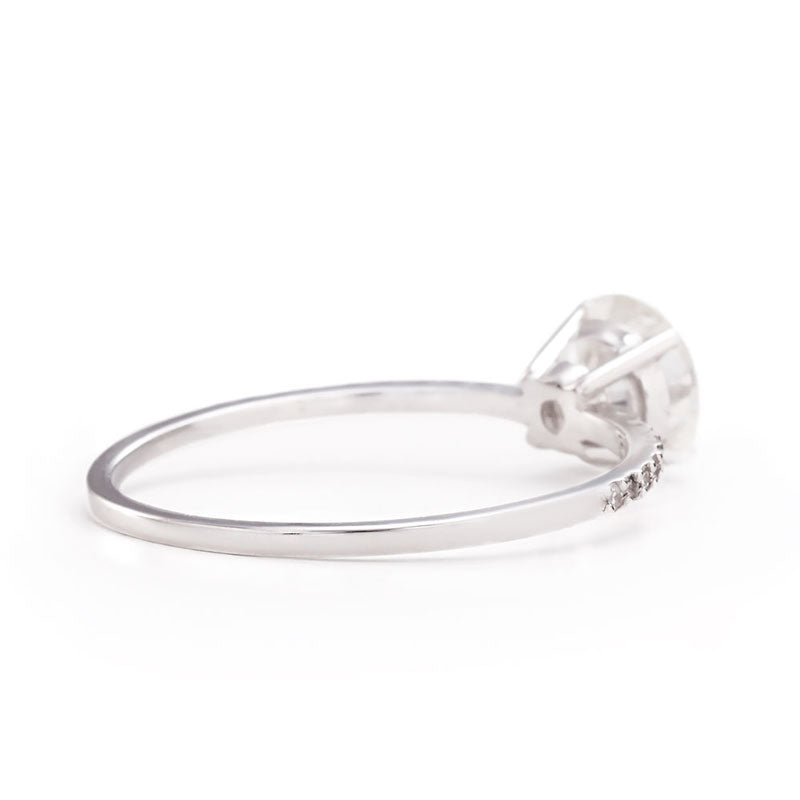 1-Carat Moissanite Ring in solid 14K white gold with 1-carat moissanite and small round accent diamonds