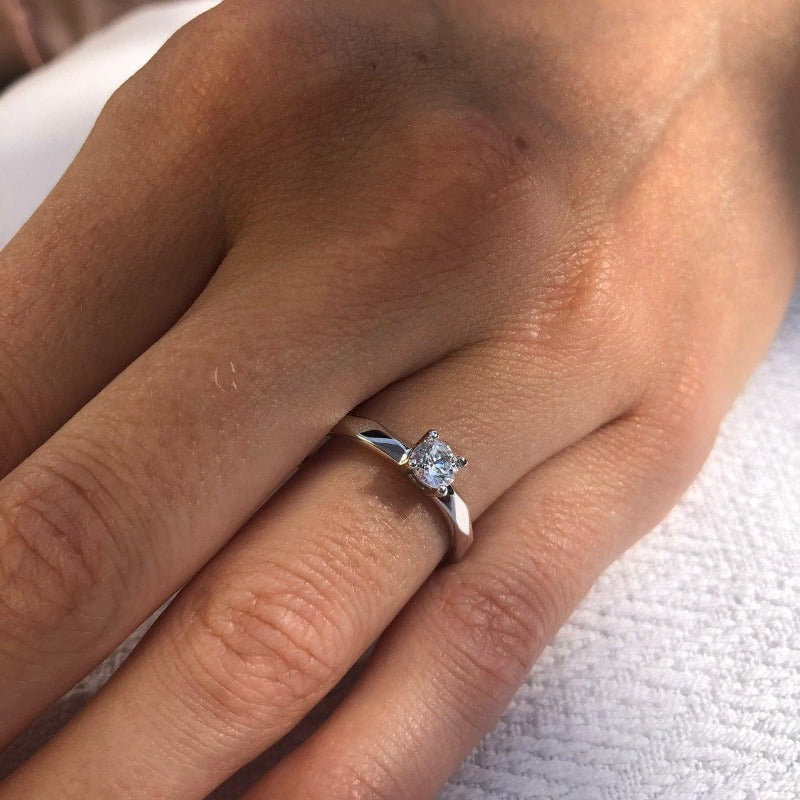 Engagement Ring with LAB Diamond_on_finger