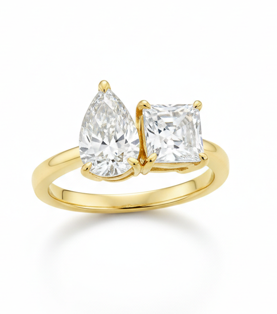 2.20 TCW Toi et Moi Moissanite Ring Sterling Silver