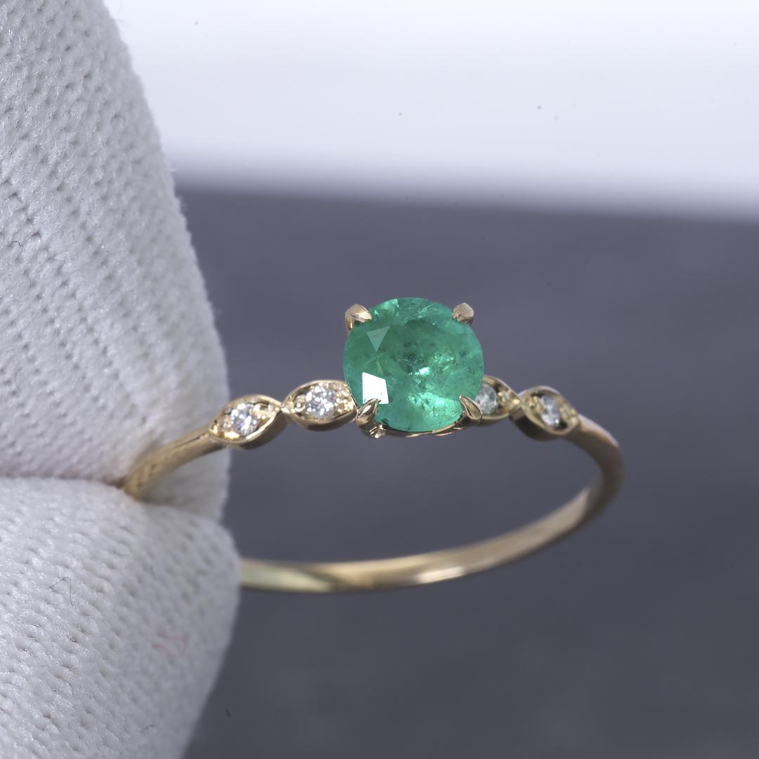 Emerald Engagement Ring with Diamonds - Buy on One2Three Jewelry