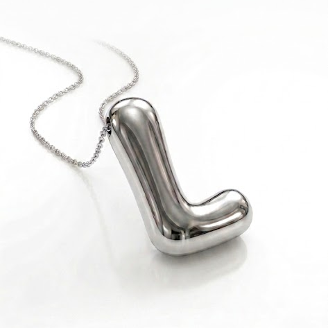 Chunky Bubble Initial Necklace L