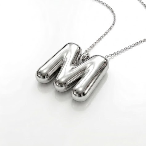 Chunky Bubble Initial Necklace M