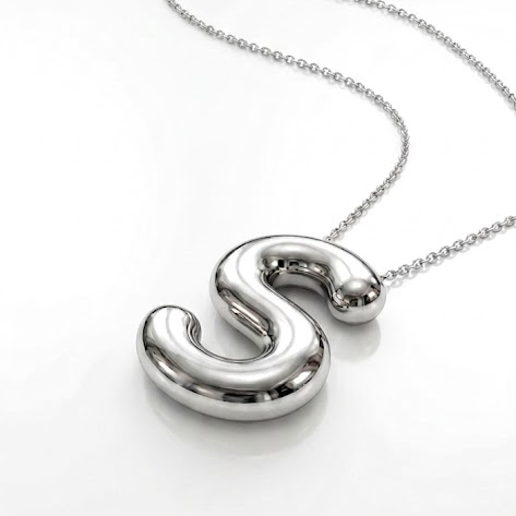 Chunky Bubble Initial Necklace S