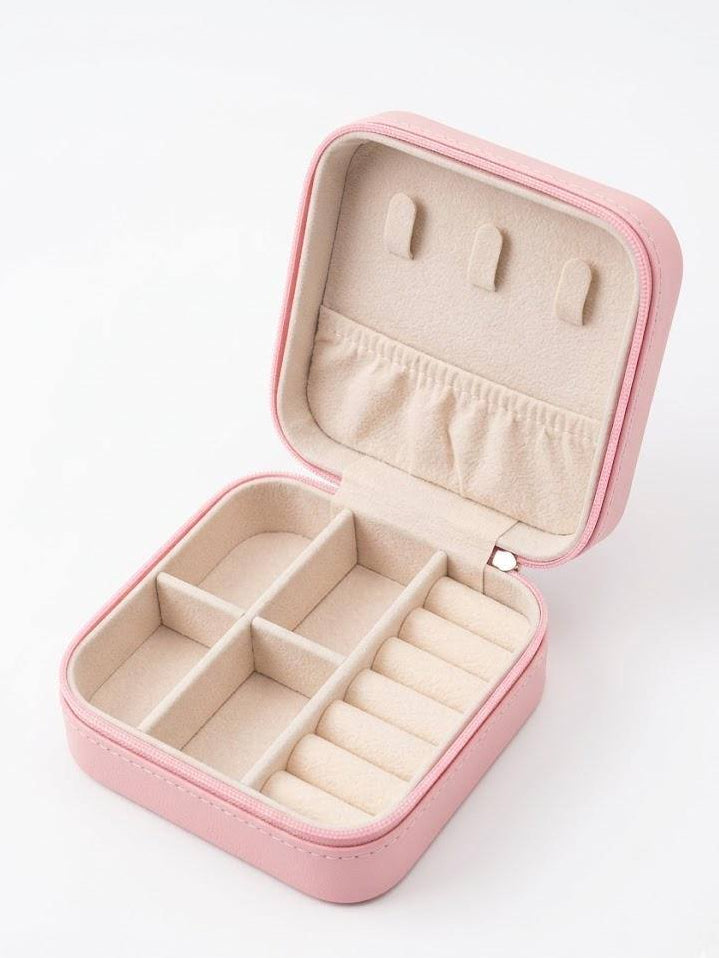 Classic Square Vegan Leather Travel Jewelry Case