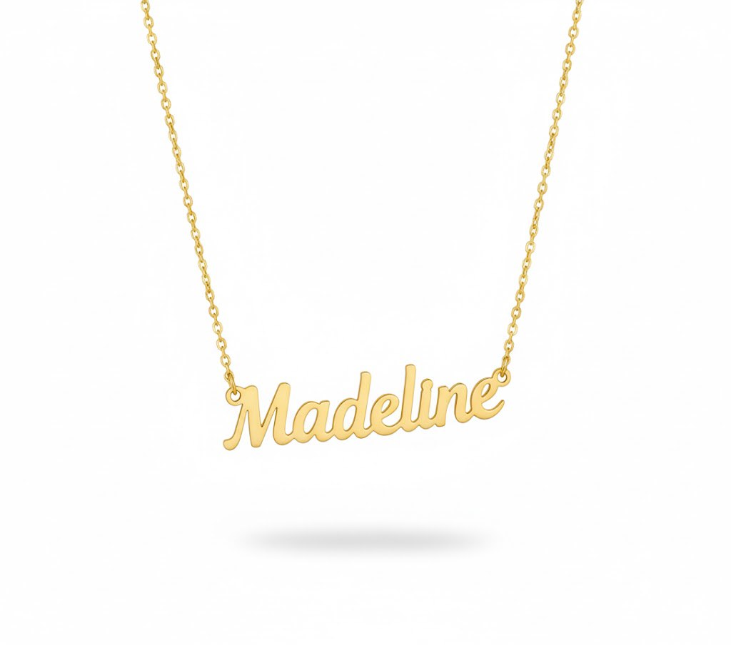 Custom Name Necklace Sterling Silver on a white background