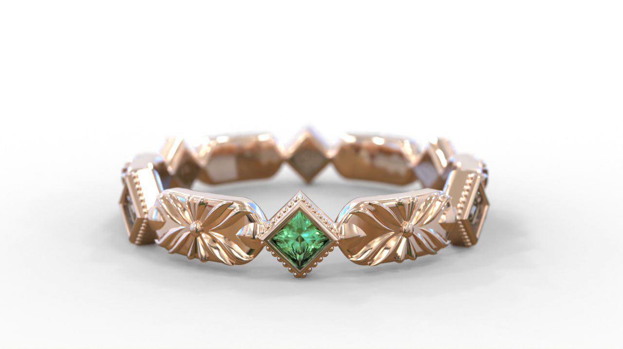 Emerald Eternity Wedding Band 