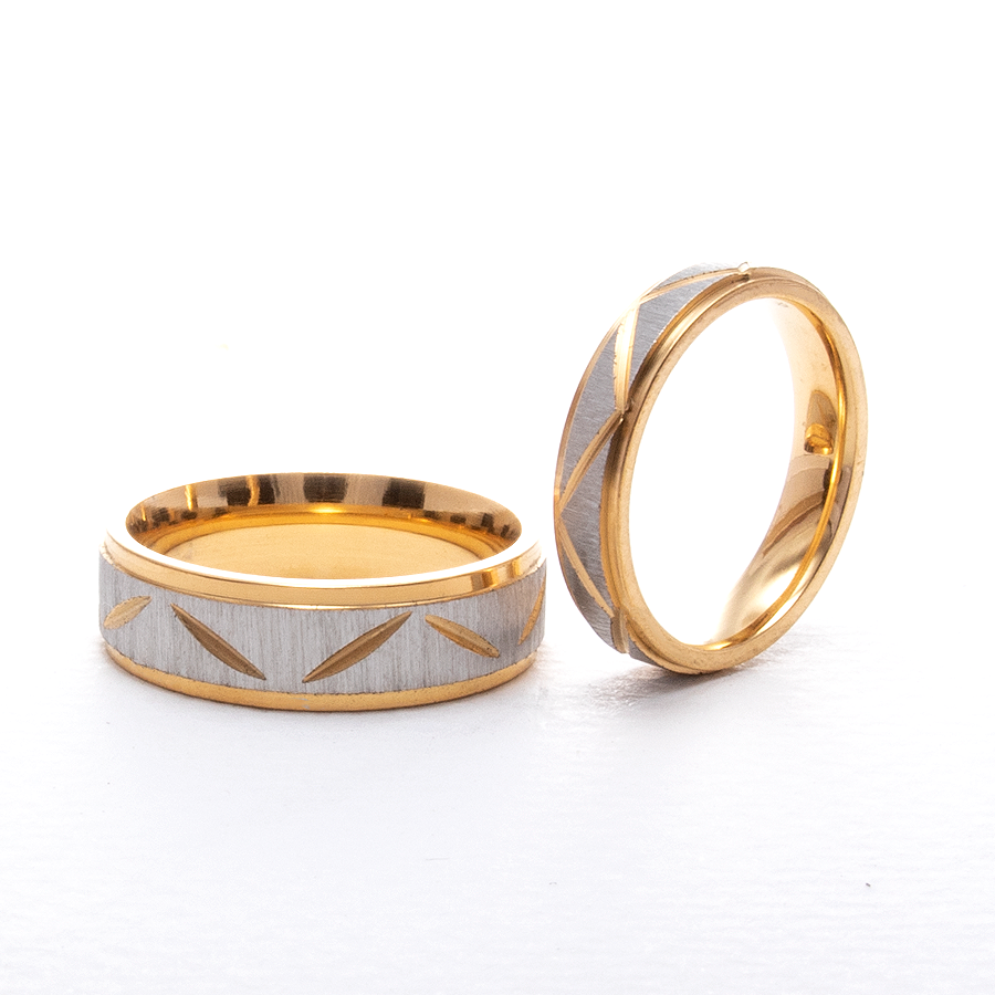 Faceted Wedding Rings Set