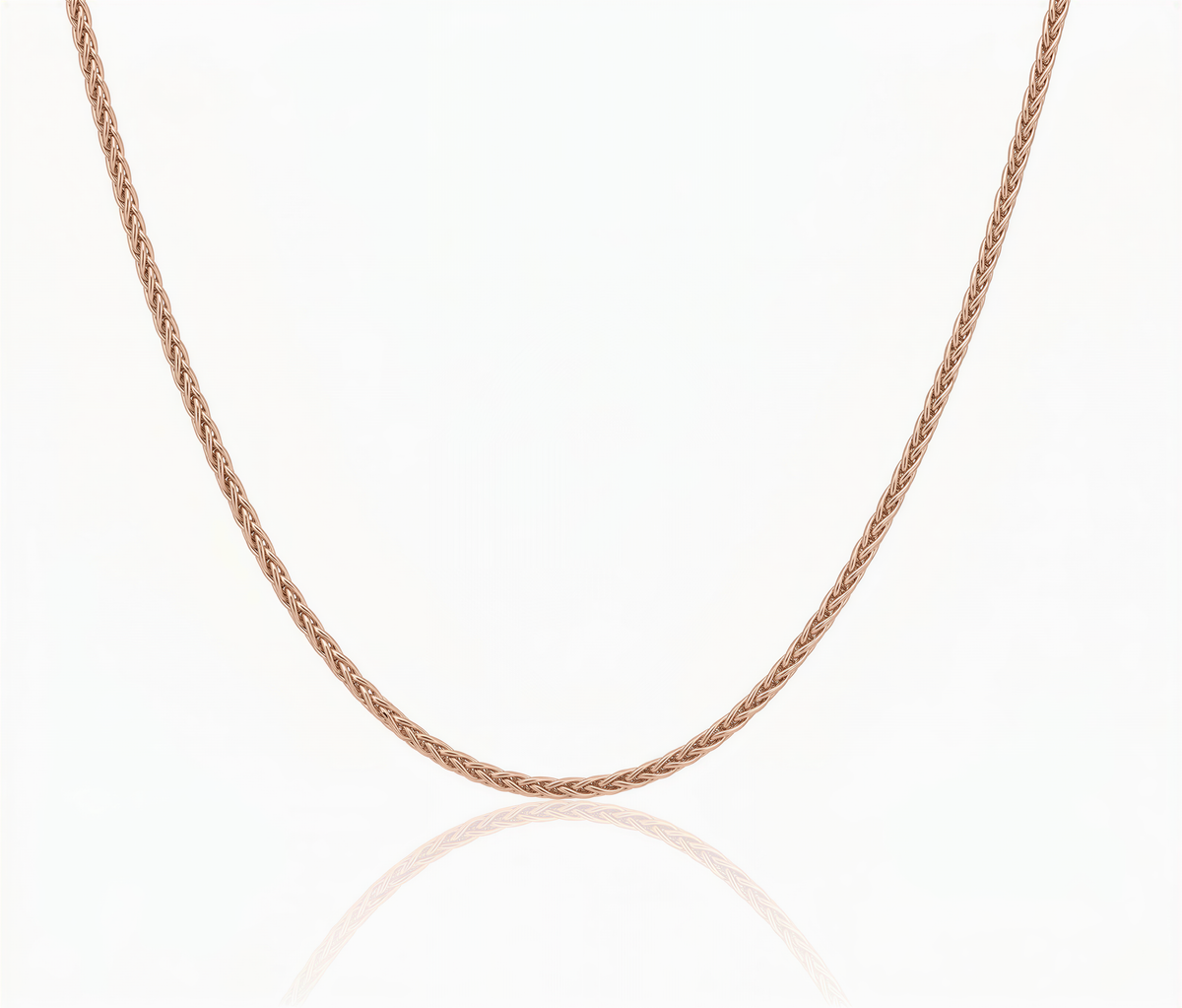 A delicate chain necklace with a copper-colored metal link design.
