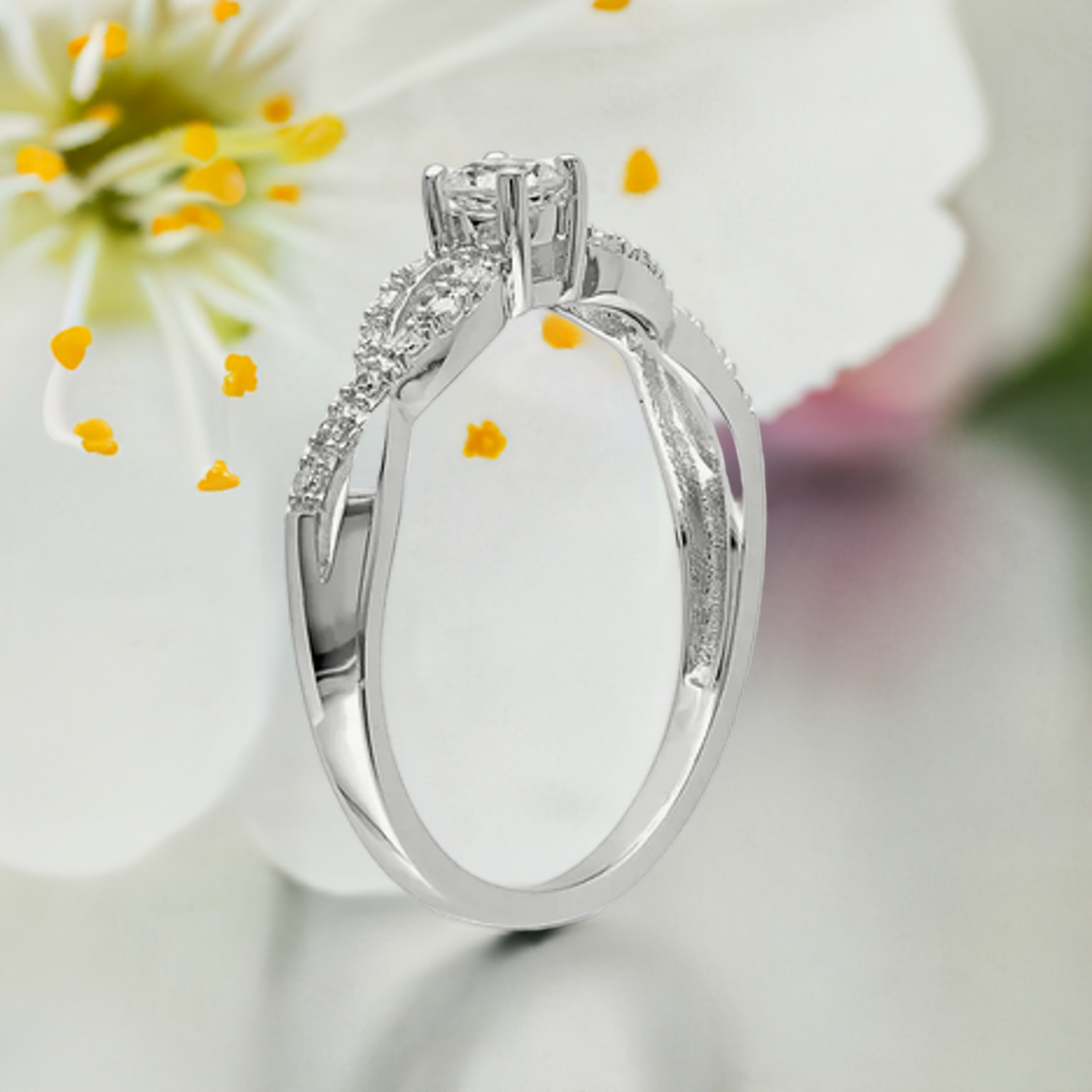 Infinity Promise ring with white flower