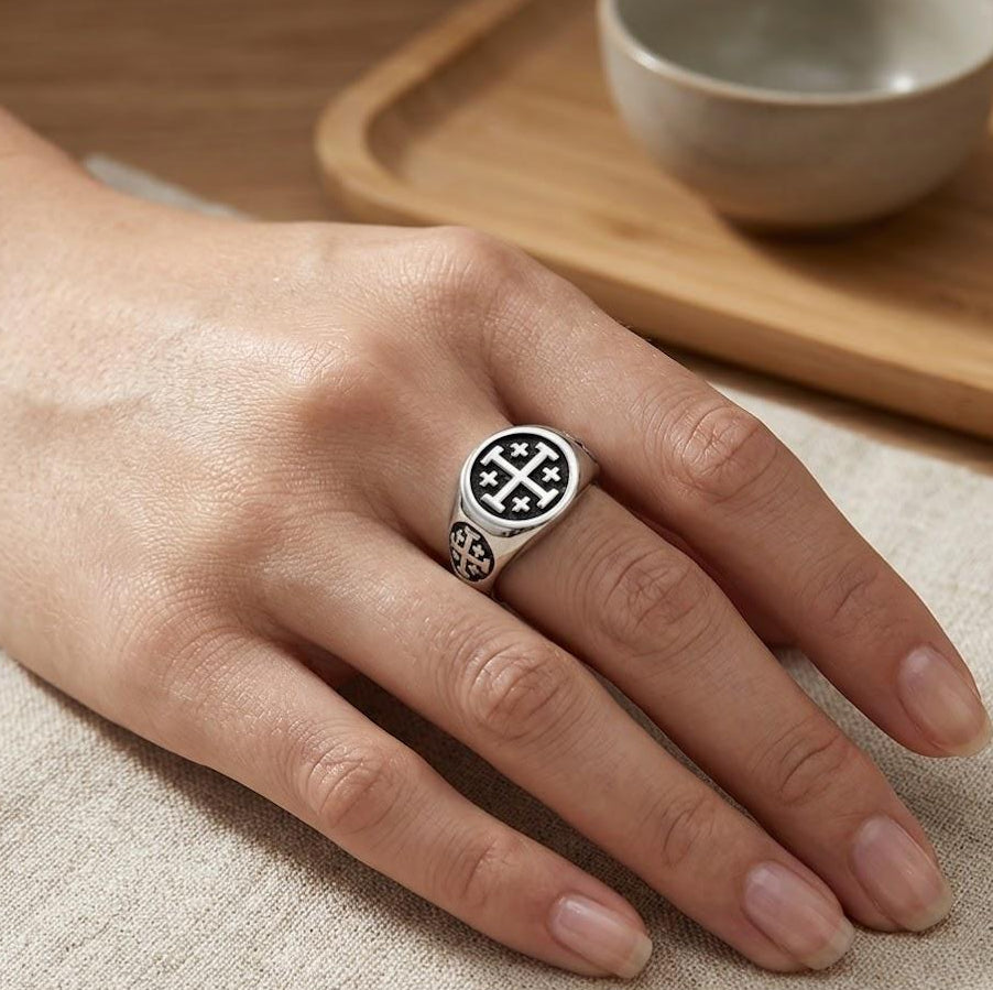 Jerusalem Cross Ring on hand