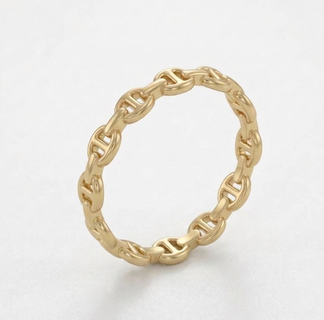 18K Gold Plated Anchor Link Ring - 925 Sterling Silver Mariner Band