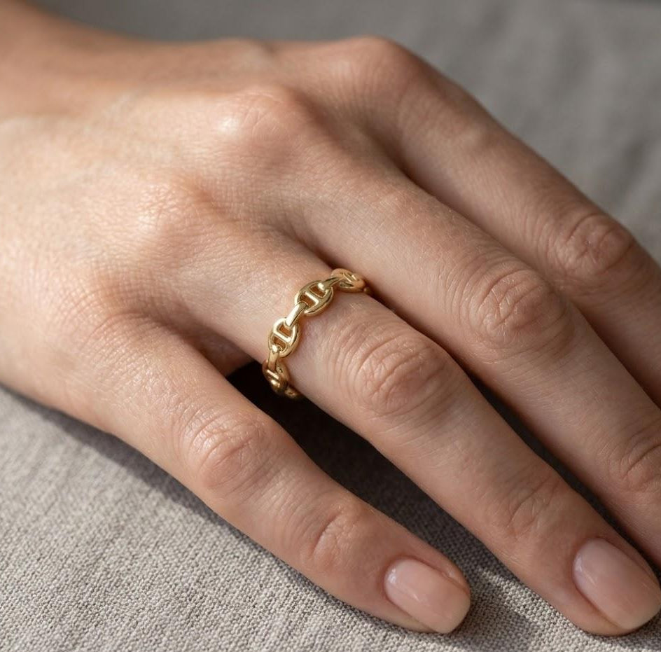 Mariner Anchor Link Ring on hand