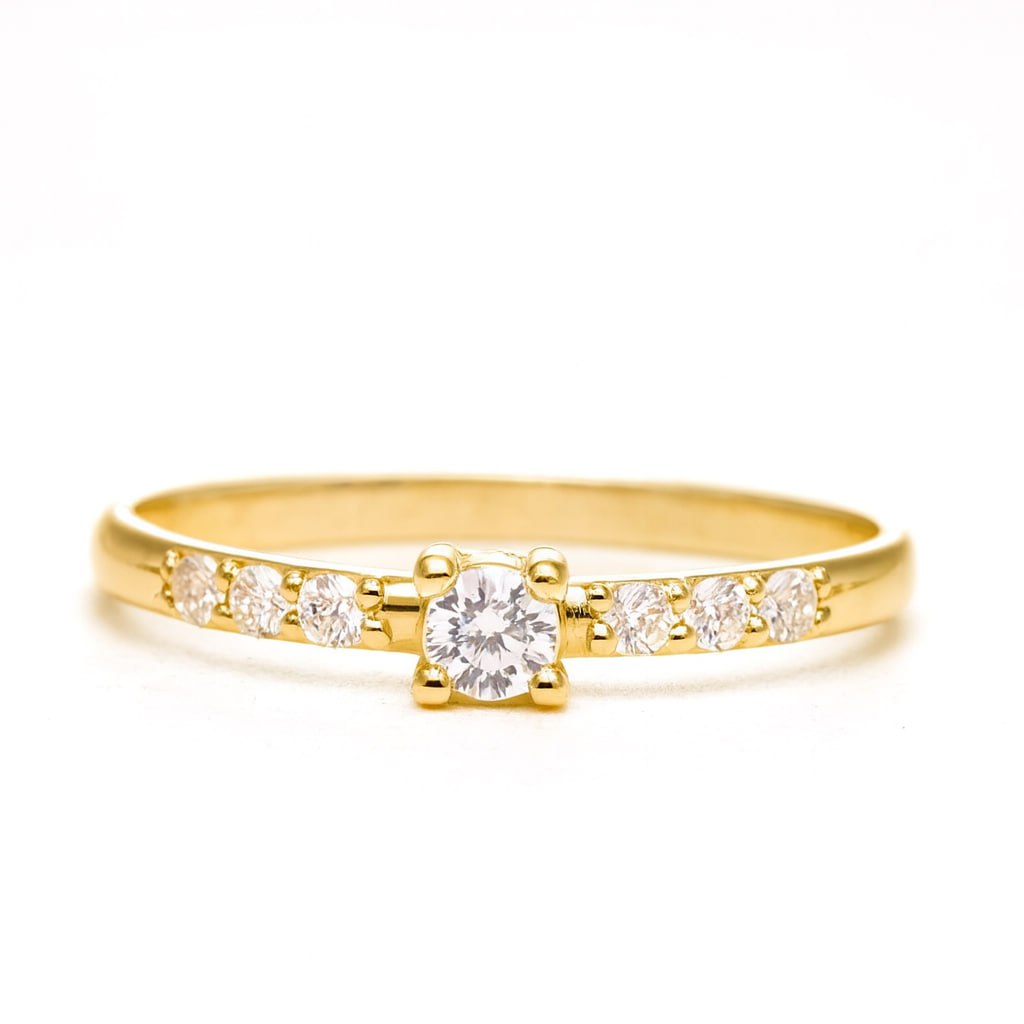 Modern Classic Moissanite Sterling Silver Promise Ring on a white background