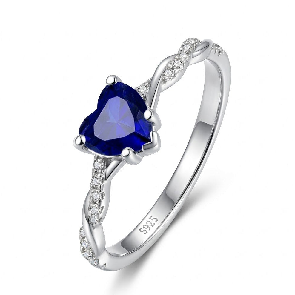 MoissaniteBlue Heart Purity Ring – Sterling Silver Promise Ring1