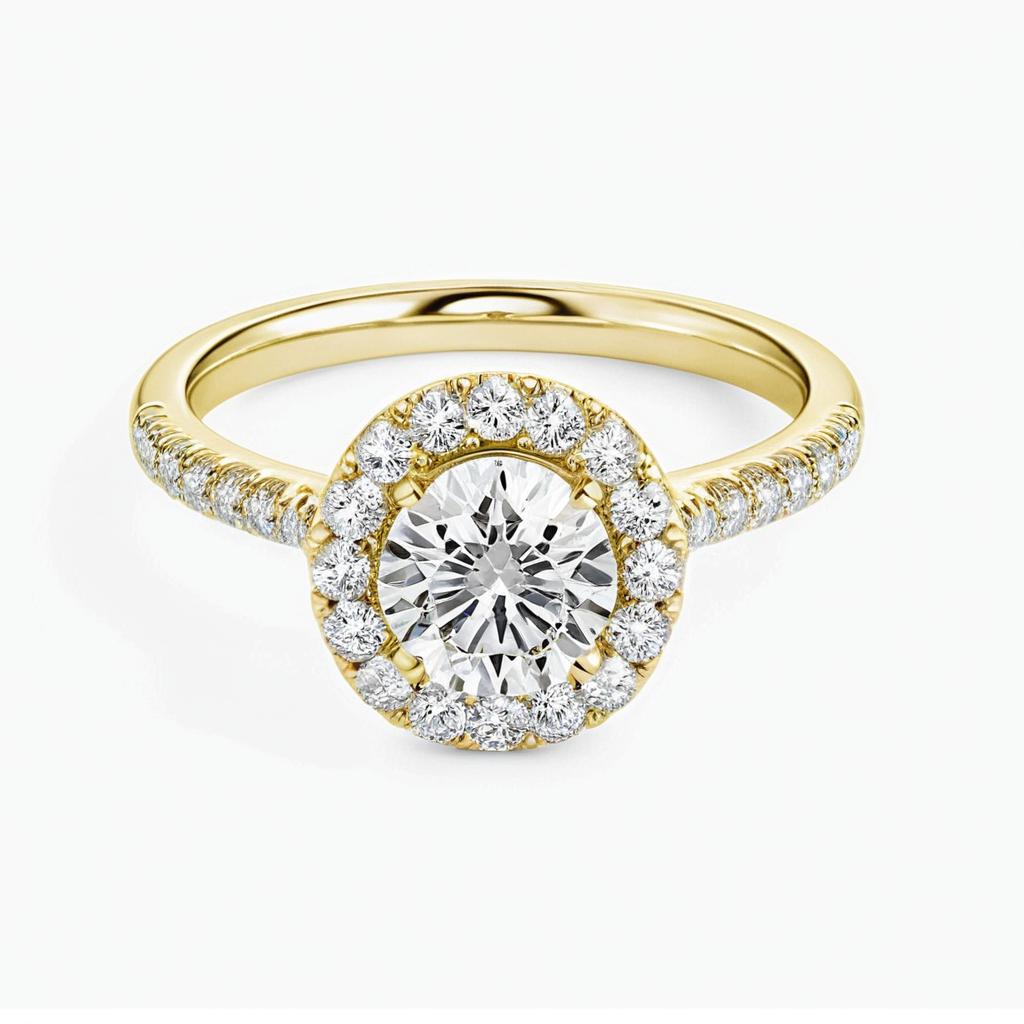 Moissanite Halo Ring yellow gold