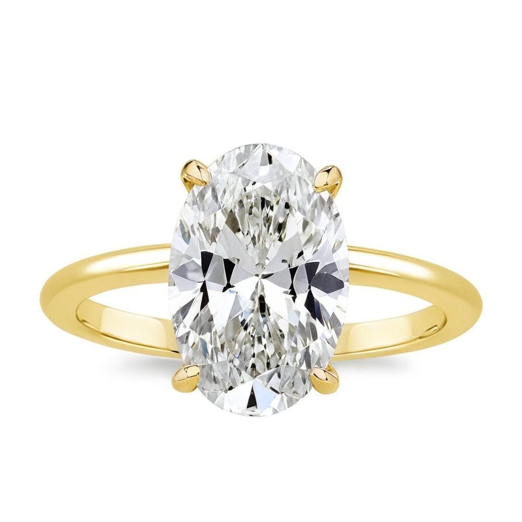 Moissanite Oval Engagement Ring-yellow gold