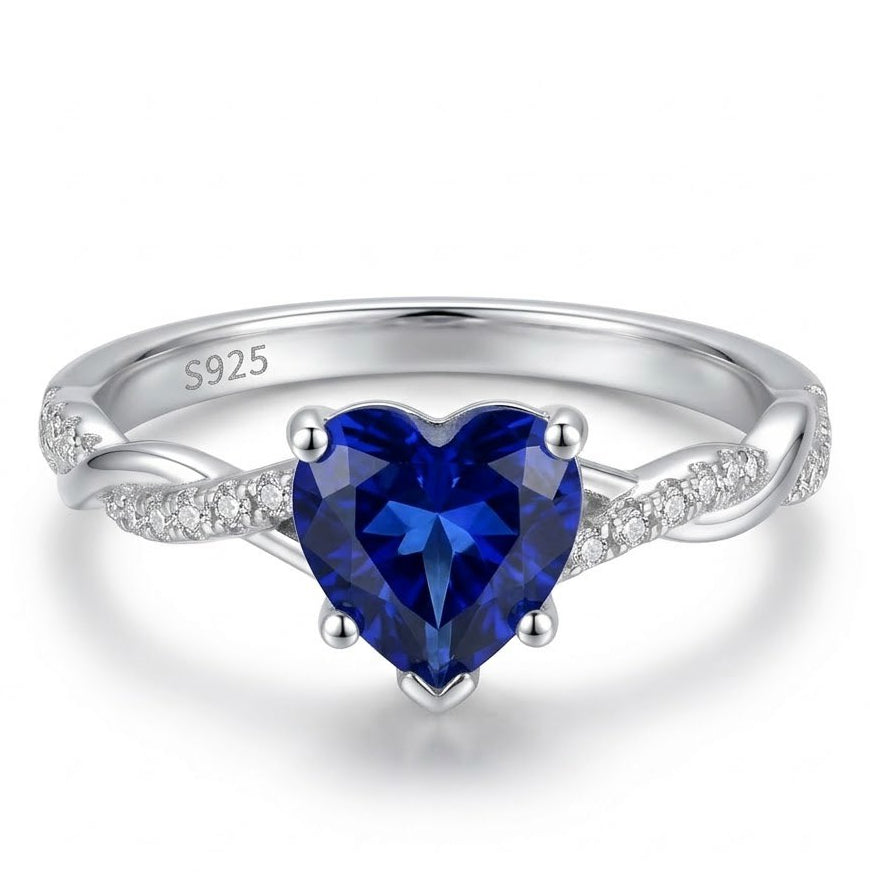 Moissanite&nbsp;Blue Heart Purity Ring – Sterling Silver Promise Ring