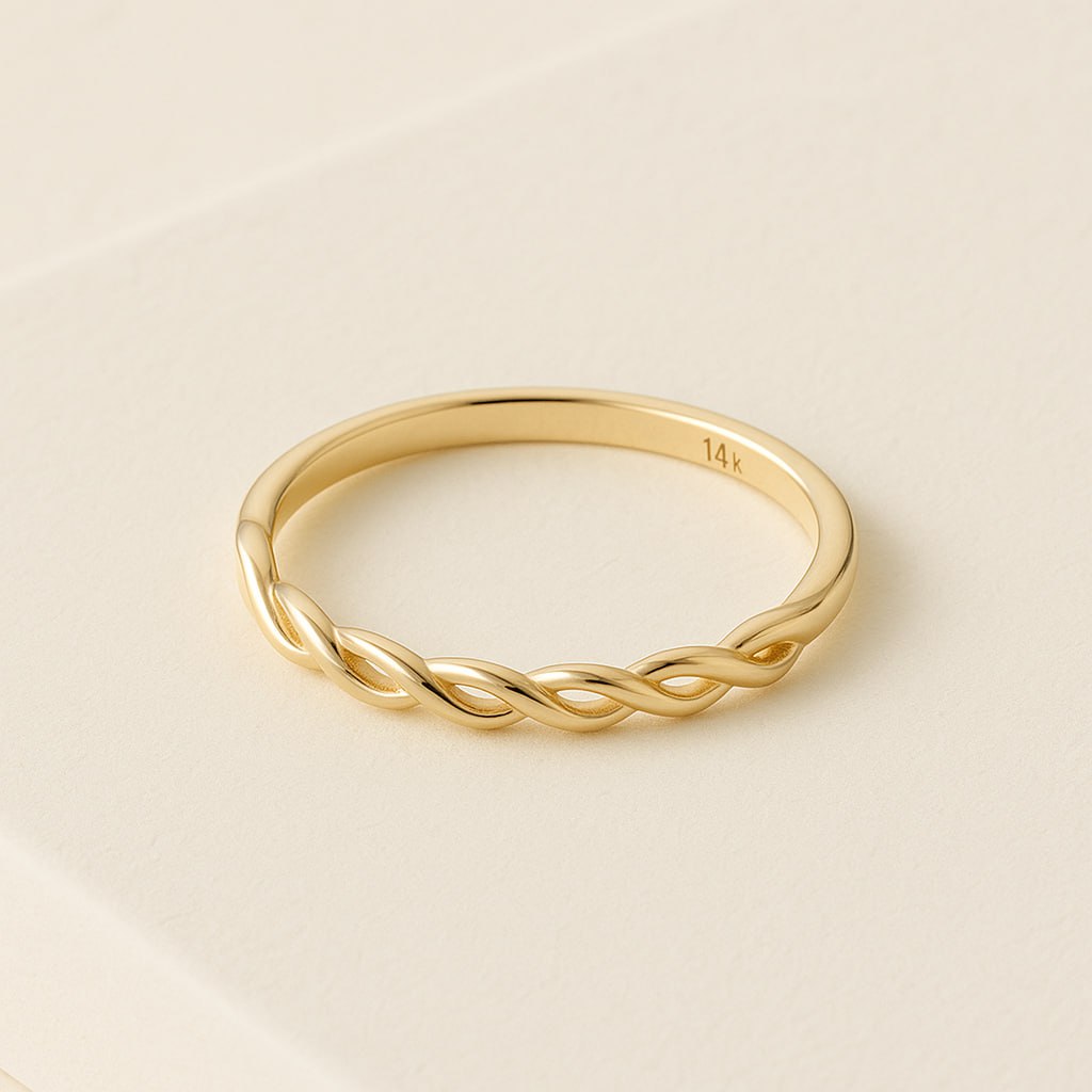 No Stone Braided Engagement Ring in 14K Yellow Gold