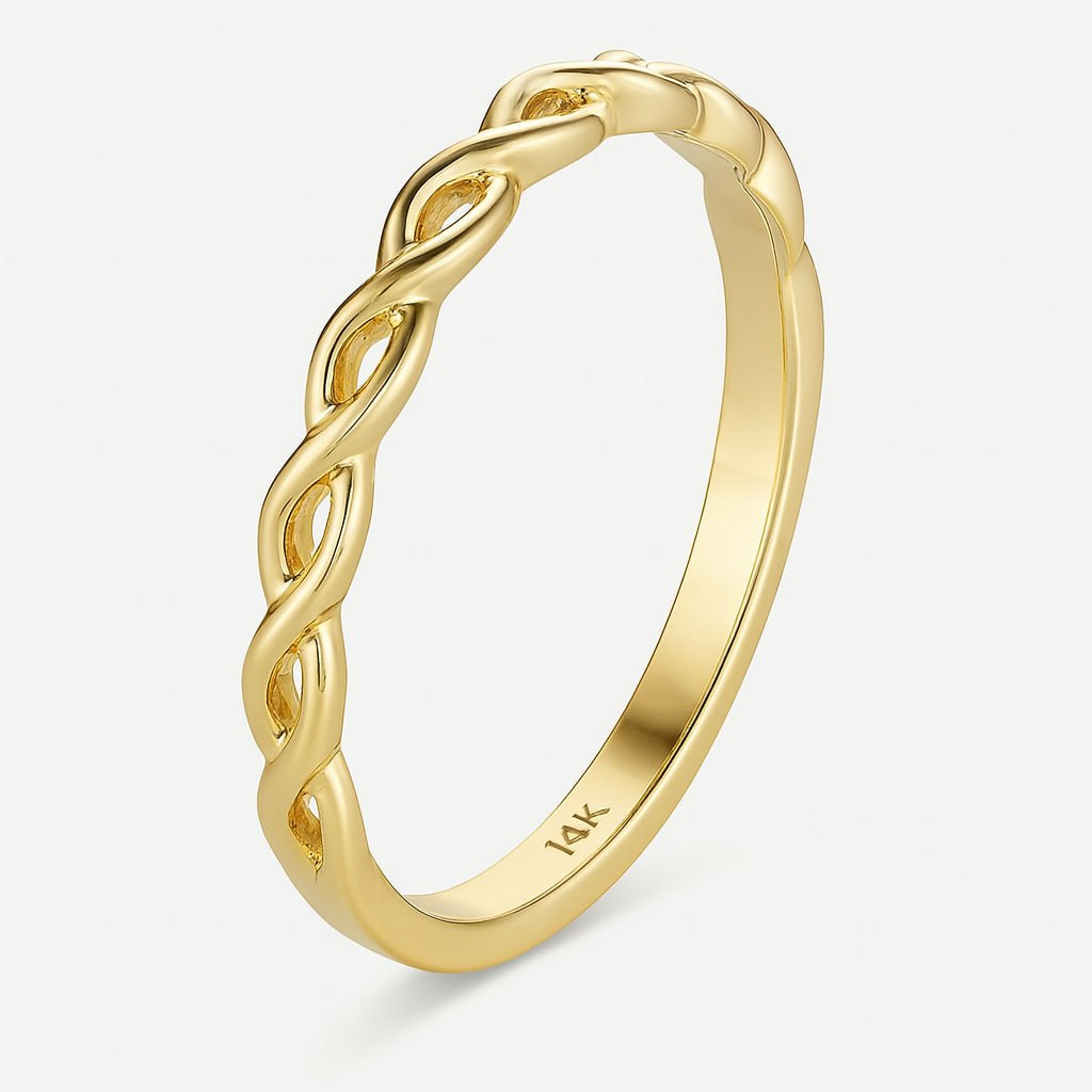 No Stone Braided Engagement Ring in 14K Yellow Gold2