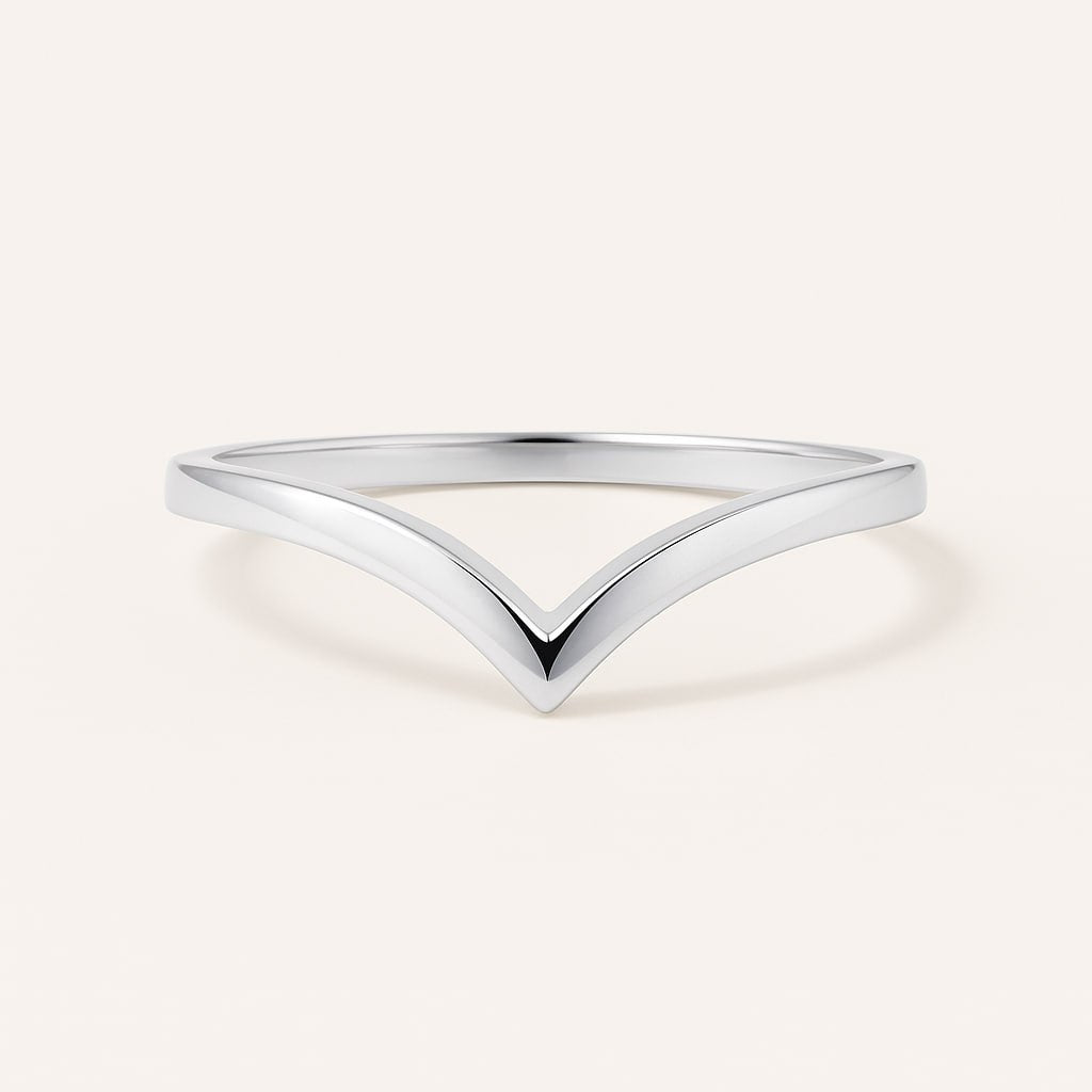 No Stone Chevron V Wedding Band