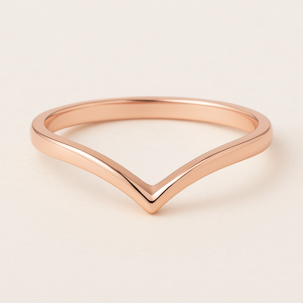 No Stone Chevron V Wedding Band Rose Gold