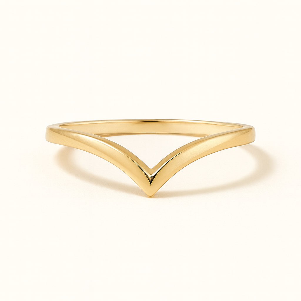 No Stone Chevron V Wedding Band Yellow Gold