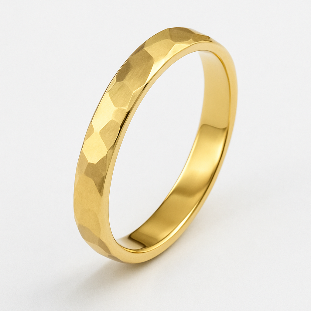 No Stone Gold Faceted Wedding Band